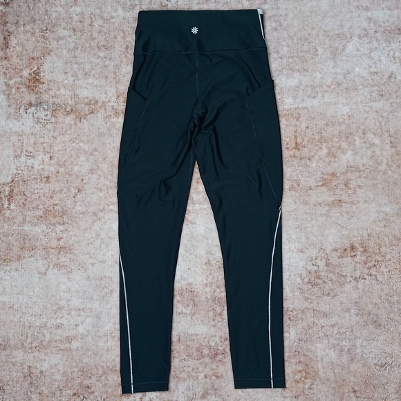 Athleta Interval Stash Tipped 7/8 Tight Green Side Pocket Active Leggings Womens - Picture 8 of 9